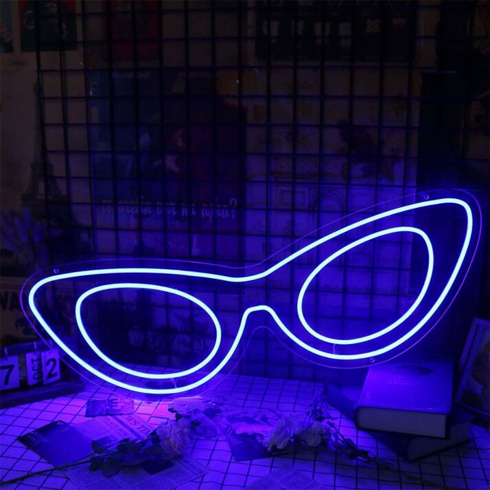 Blue Sunglasses LED Neon Sign Retro Glasses Wall Decor for Bedroom Living Room Bar