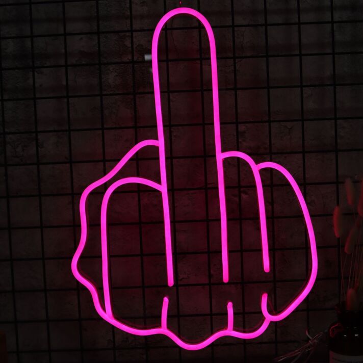 Abstrakte Handgeste LED Neonlicht in Pink für moderne Wanddekoration