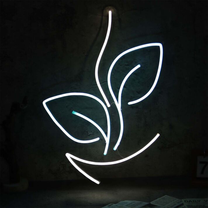 Modernes LED Neonschild Pflanzen Motiv für Wohnzimmer und Studio