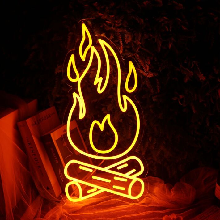 Campfire Flame LED Neon Sign Fire Neon Wall Decor for Home Bar Outdoor Camping Style Room and Party Decor
