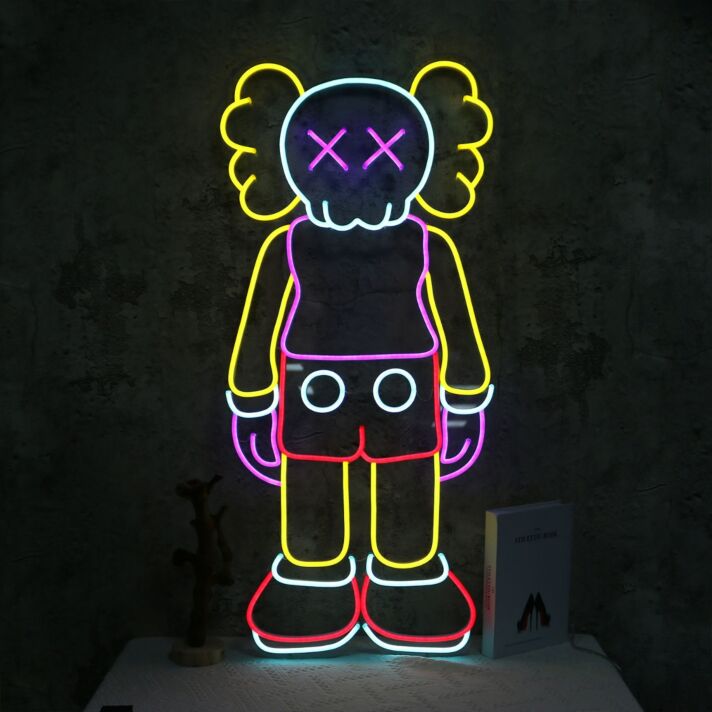 Modernes LED Neonschild abstrakte Figur kunstvolle Neon Wanddekoration im Pop Art Stil