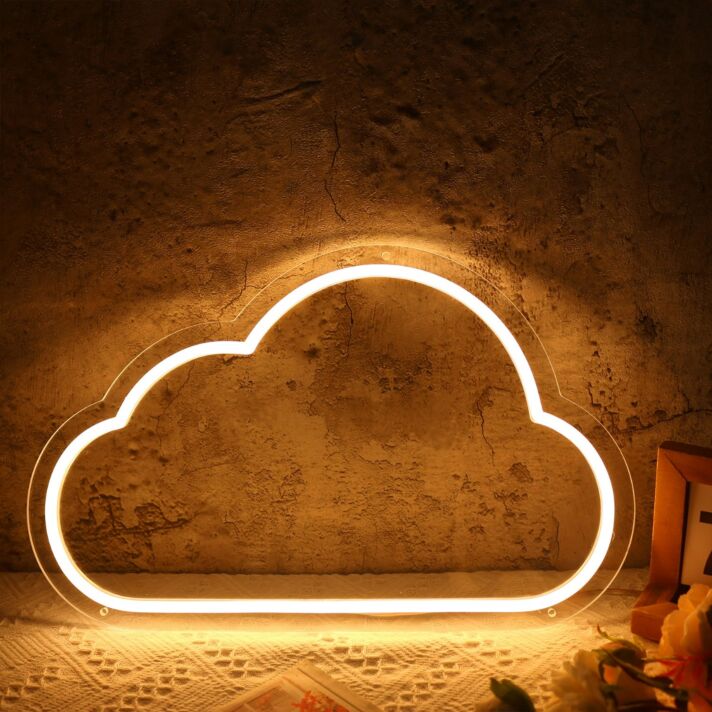 Dekoratives LED Neonschild in Wolkenform warmweißes Neon Wandlicht für Schlafzimmer Kinderzimmer oder Wohnraum