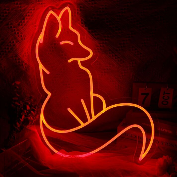 Dekoratives LED Neonschild Fuchs Motiv modernes Neon Wandlicht für Wohnzimmer Schlafzimmer Café oder Geschäft