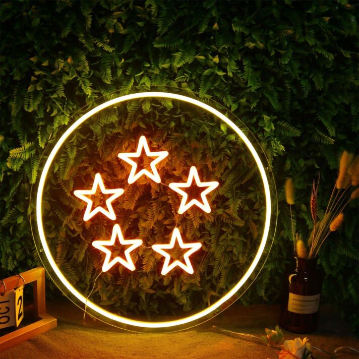 Rundes LED Neonschild mit Sternen modernes Neon Wandlicht dekorative Lichtdekoration