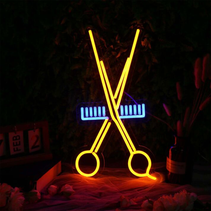 Scheren LED Neonschild Moderne Neon Wanddekoration für Friseursalon Barbershop Studio und Geschäft