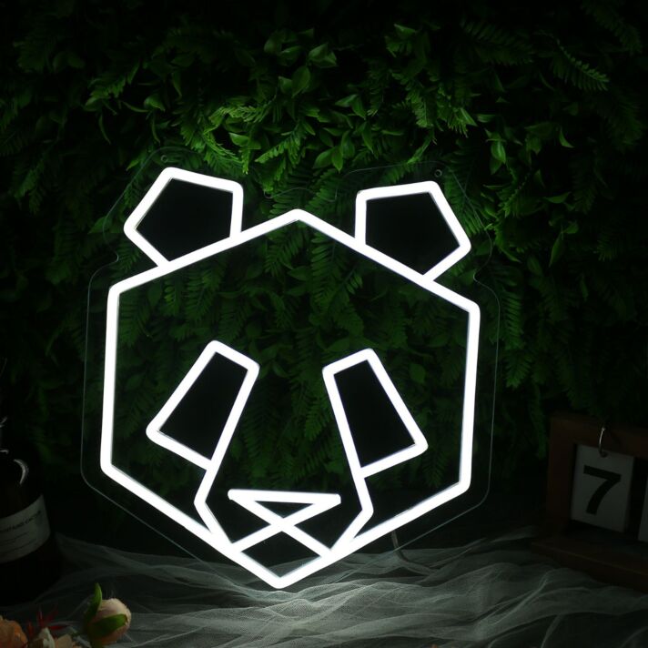 Minimalistisches LED Neonschild Panda Gesicht modernes Neon Wandlicht für Wohnzimmer Schlafzimmer oder stilvolle Wohnräume