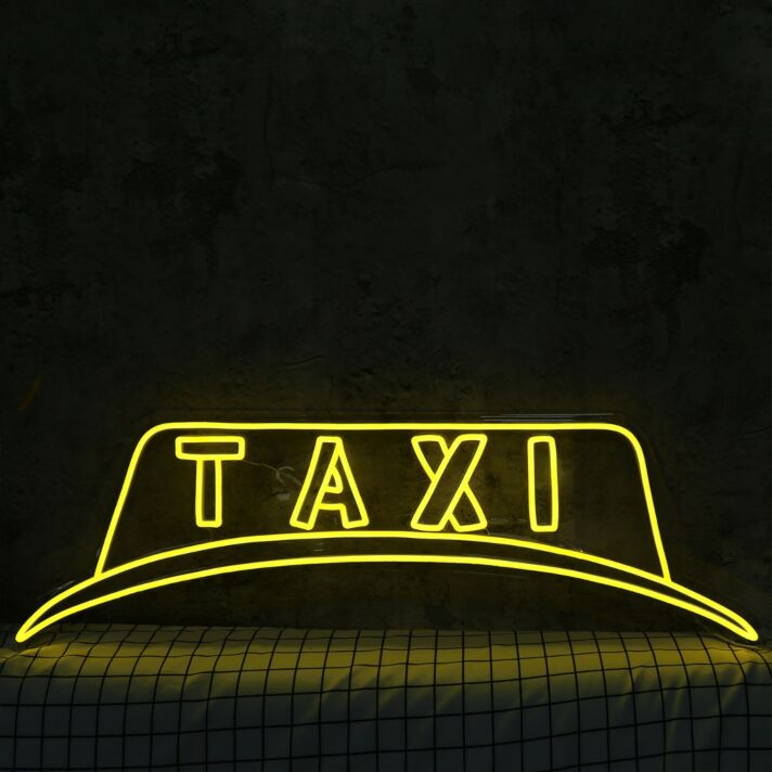 TAXI Hut LED Neonschild Gelbes Neonlicht als Wanddekoration für Bar Club Garage Spielzimmer und moderne Räume