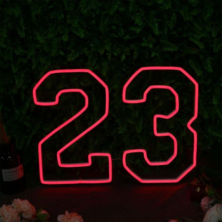 LED Neonschild Zahl 23 modernes Neon Wandlicht für Geburtstag Jubiläum Hausnummer oder Dekoration