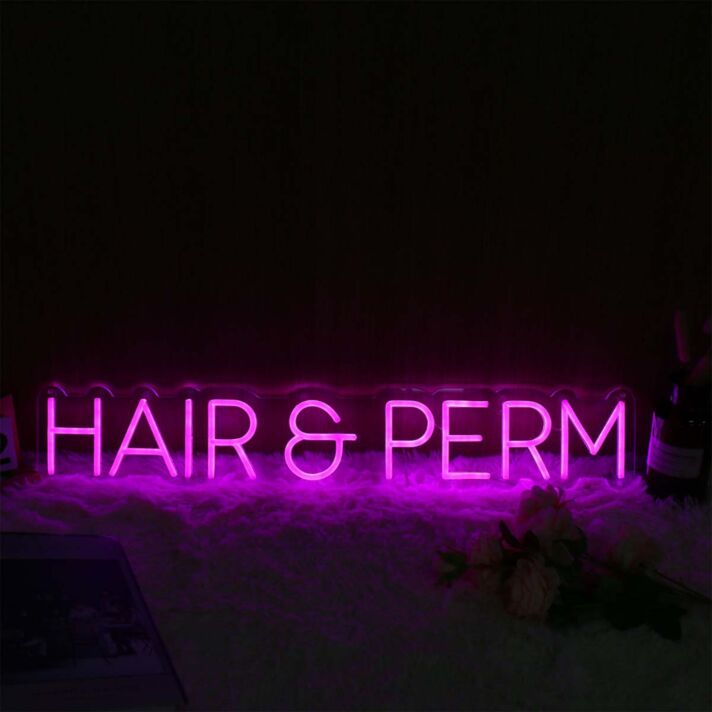 HAIR & PERM LED-Neonschild für Friseursalon