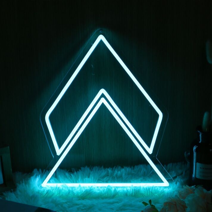 Minimalistisches LED Neonschild mit geometrischem Berg Dreieck Design für moderne Wanddekoration