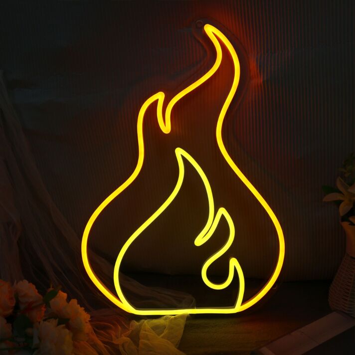 Flammenform LED Neonschild Abstraktes Feuer Motiv Neon Wandlicht