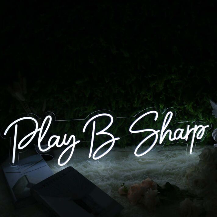 Play B Sharp LED-Neonschild Musikstudio Wohnzimmer