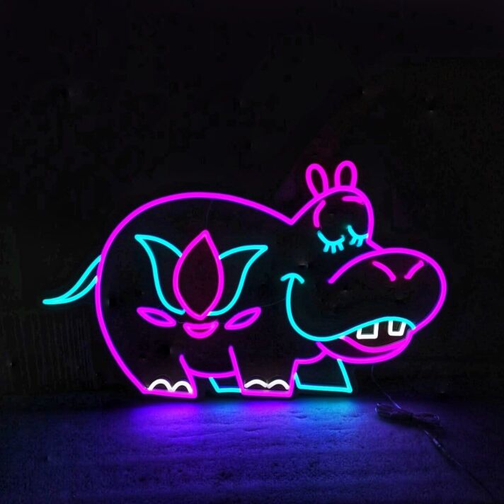Neon Nilpferd Cartoon LED Neonschild Wanddekoration
