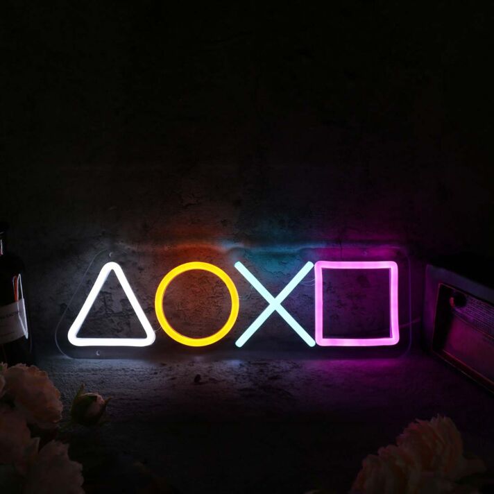 PlayStation Controller Symbole LED-Neonschild für Gamingzimmer Wohnzimmer