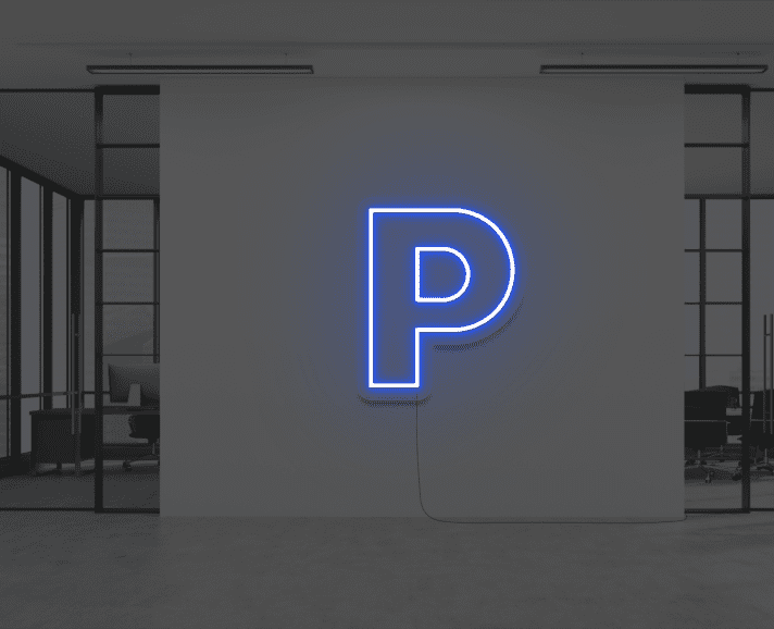 P LED-Neonschild als moderne Wanddekoration