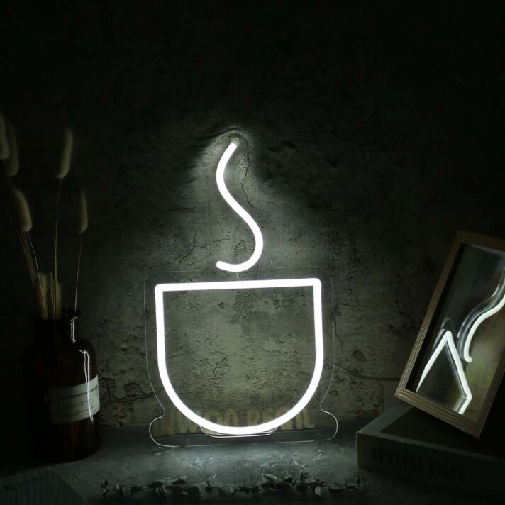 Kaffeetasse mit Dampf LED-Neonschild für Küche oder Café
