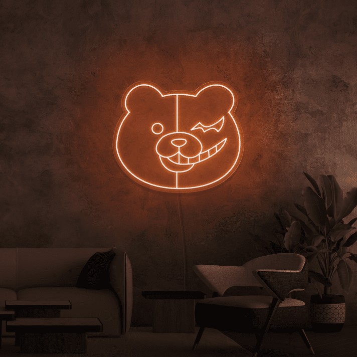 Bärengesicht mit schelmischem Ausdruck LED-Neonschild Gamingzimmer Wohnzimmer
