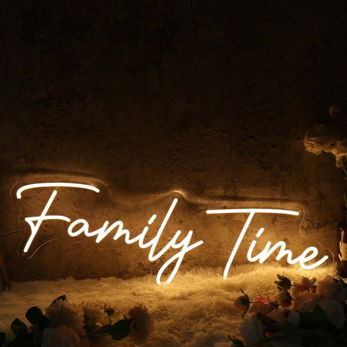 Family Time LED-Neonschild für Wohnzimmer und Familienfeier