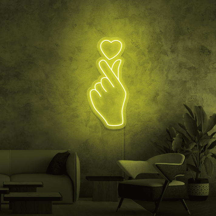 Hand mit Herzsymbol LED-Neonschild Wohnzimmer Schlafzimmer