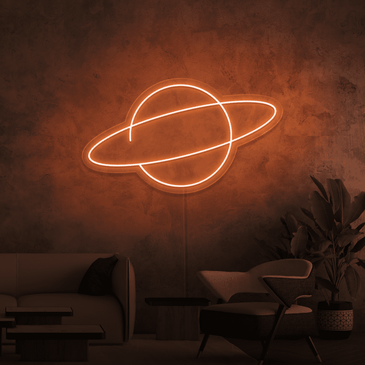 Planet mit Ring LED-Neonschild Wohnzimmer Büro