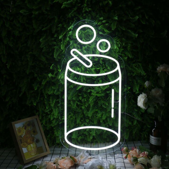 Getränkedose mit Strohhalm LED-Neonschild für Bar oder Café