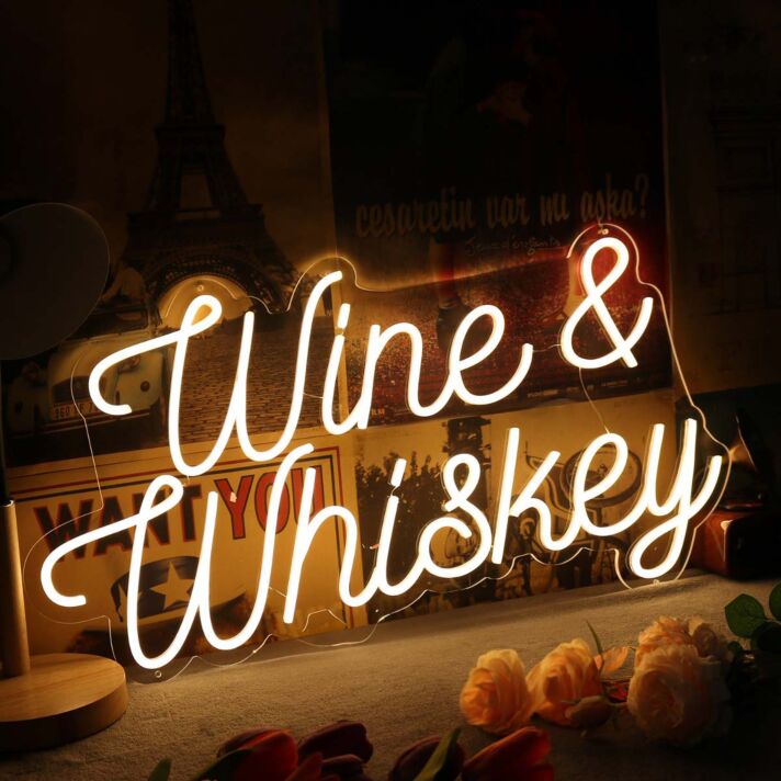 Wine & Whiskey LED-Neonschild Bar Wohnzimmer