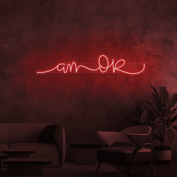 Amor LED Neon Schriftzug als moderne Wanddekoration