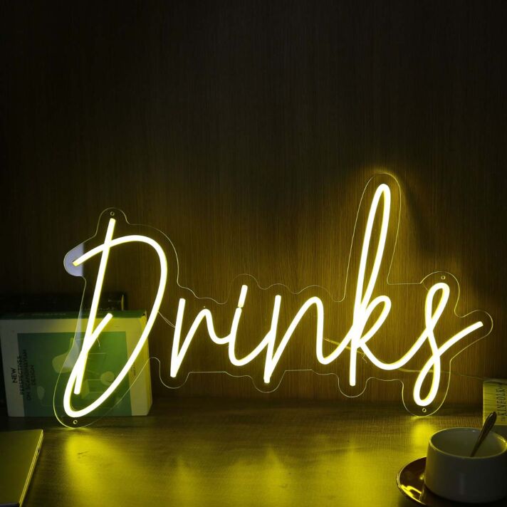 Drinks Neon Schild für Bar Club und Party