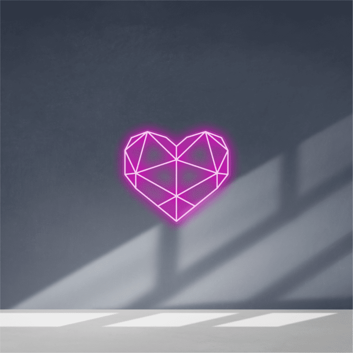 Geometrisches Herz LED-Neonschild für Wohnzimmer Schlafzimmer