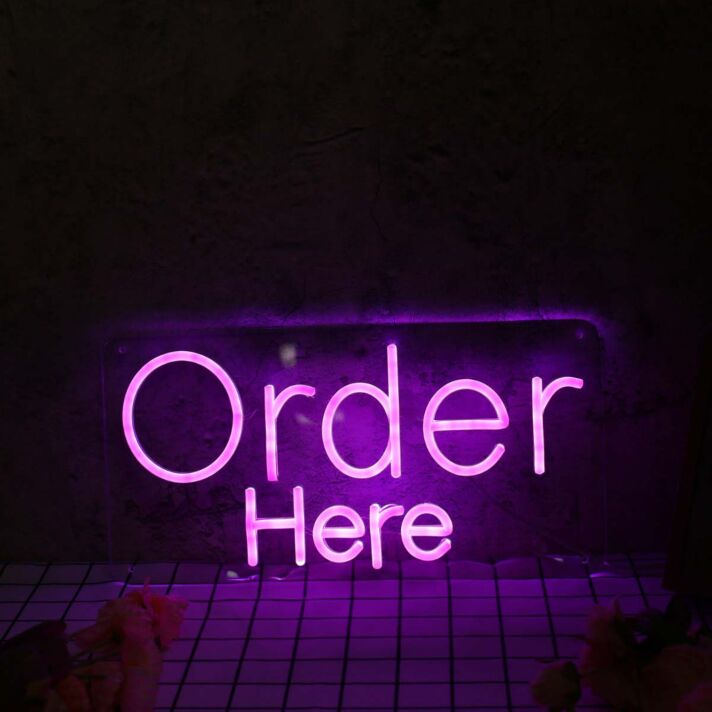 Order Here LED-Neonschild für Café und Restaurant