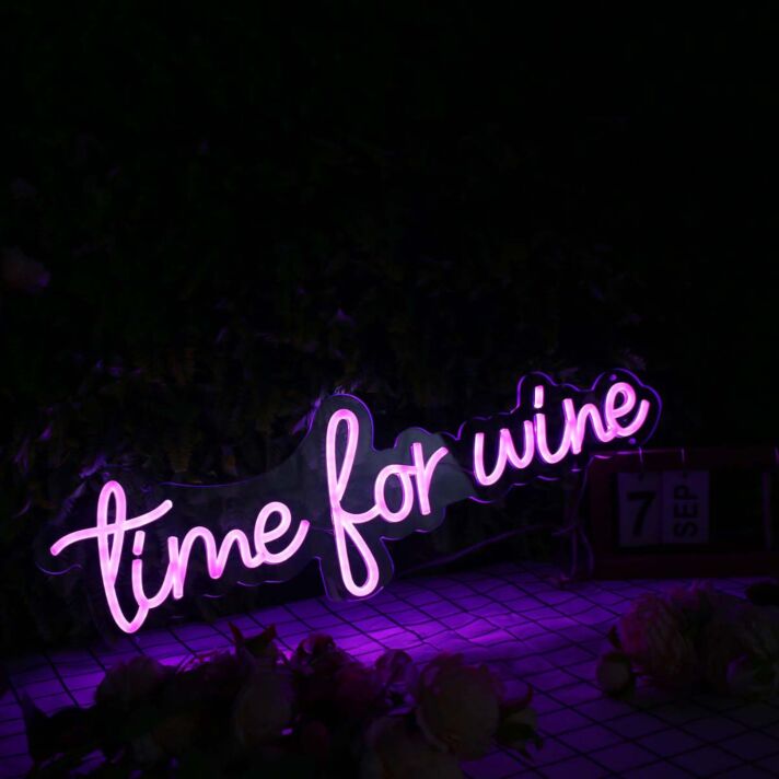 Time For Wine Purple Neon Sign
