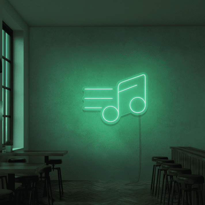 Musiknote mit Bewegungslinien LED-Neonschild für Bar und Musikstudio