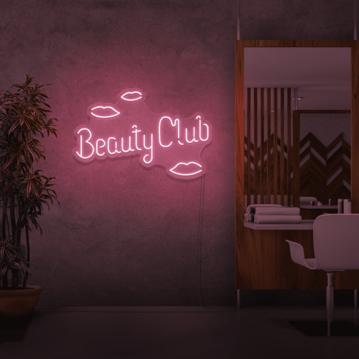 Beauty Club LED-Neonschild für Kosmetikstudio und Friseursalon