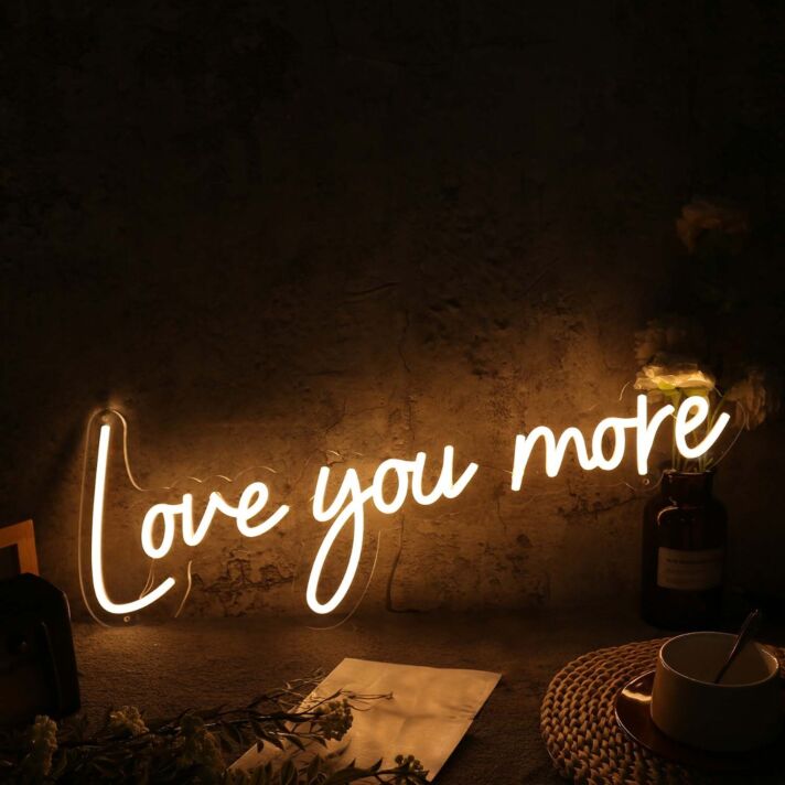 Love You More Yellow Neon Sign