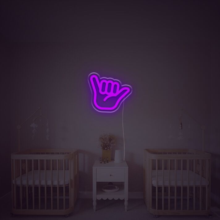 Shaka Handzeichen LED-Neonschild für Kinderzimmer und Wohnzimmer