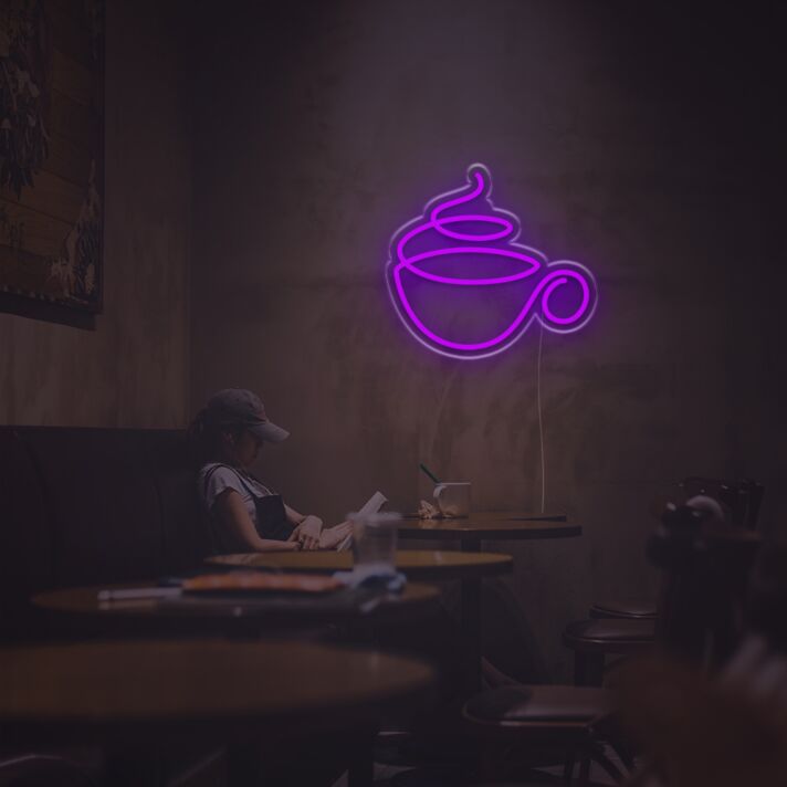 Kaffeetasse mit Dampf LED-Neonschild für Café Restaurant