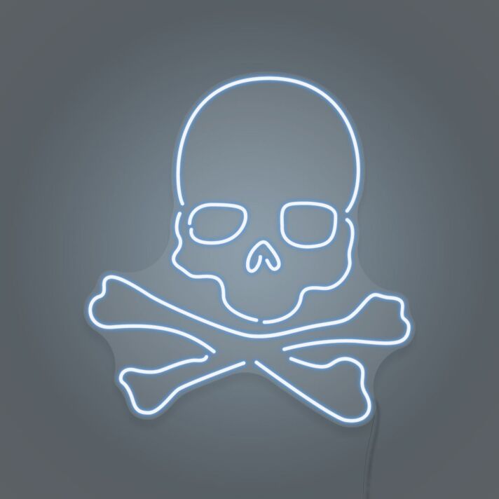 Totenkopf mit gekreuzten Knochen LED-Neonschild für Bar Club