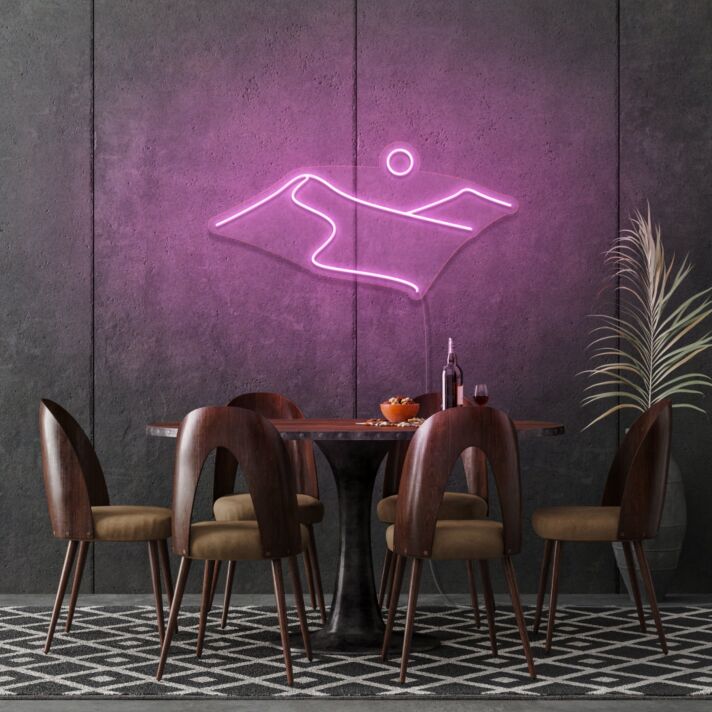 Berglandschaft mit Sonne LED-Neonschild für Wohnzimmer oder Restaurant