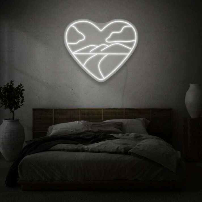 Herz mit Landschaftsmotiv LED-Neonschild Schlafzimmer Wohnzimmer