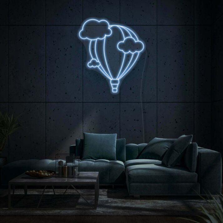 Heißluftballon mit Wolken LED-Neonschild für Wohnzimmer oder Schlafzimmer