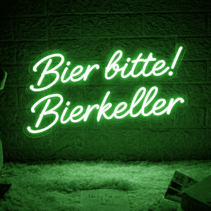 Bier bitte! Bierkeller LED-Neonschild für Bar und Kneipe