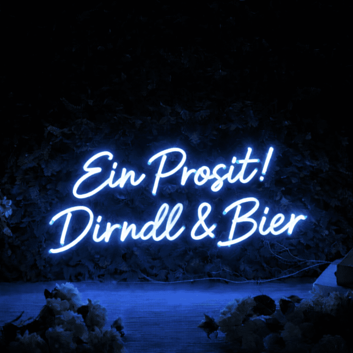 Ein Prosit! Dirndl & Bier LED-Neonschild für Bar Festzelt