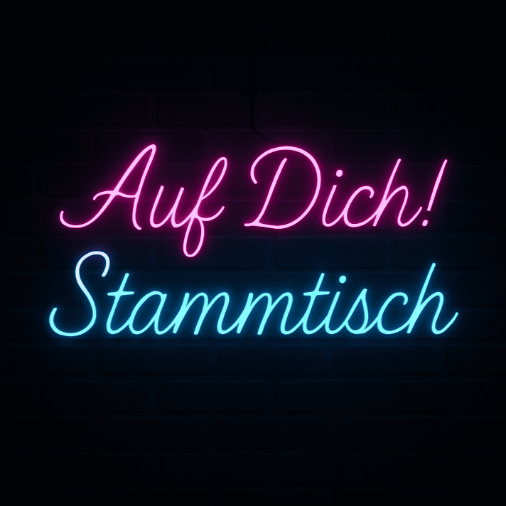 Auf Dich! Stammtisch LED-Neonschild für Bar und Kneipe