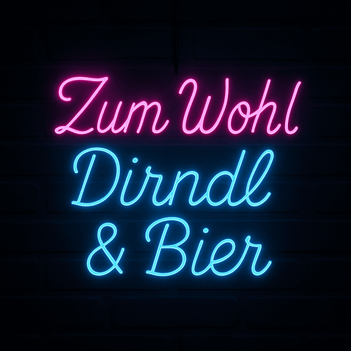 Zum Wohl Dirndl & Bier LED-Neonschild für Bar und Oktoberfest