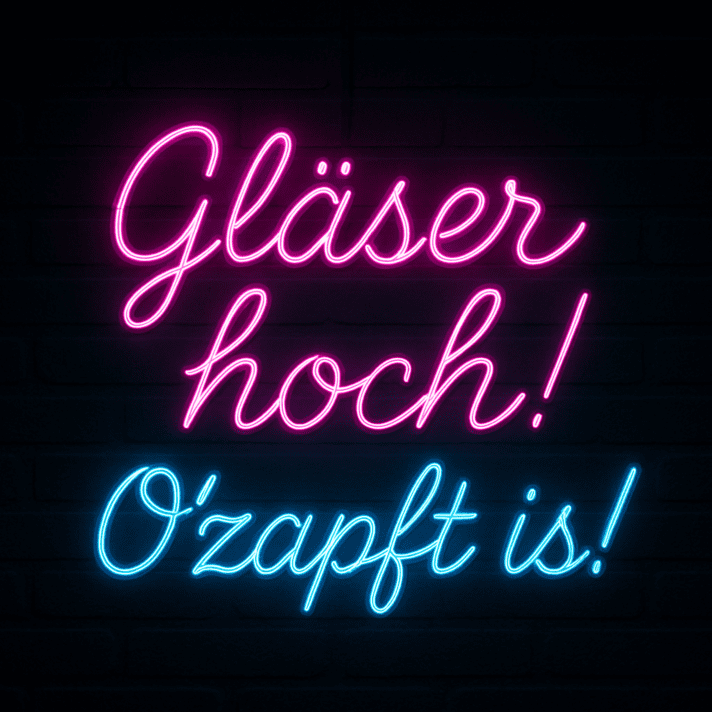 Gläser hoch! O'zapft is! LED-Neonschild für Bar und Bierfest