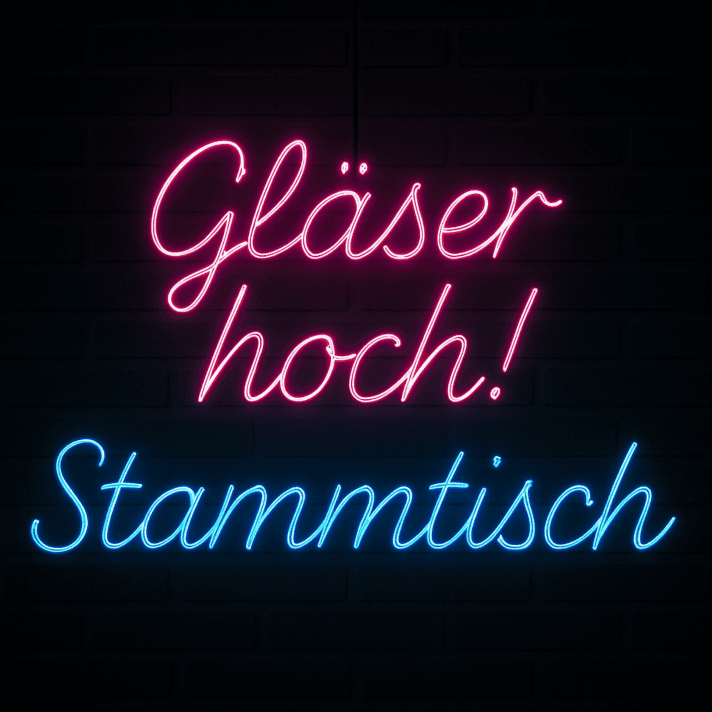 Gläser hoch! Stammtisch LED-Neonschild für Bar und Kneipe