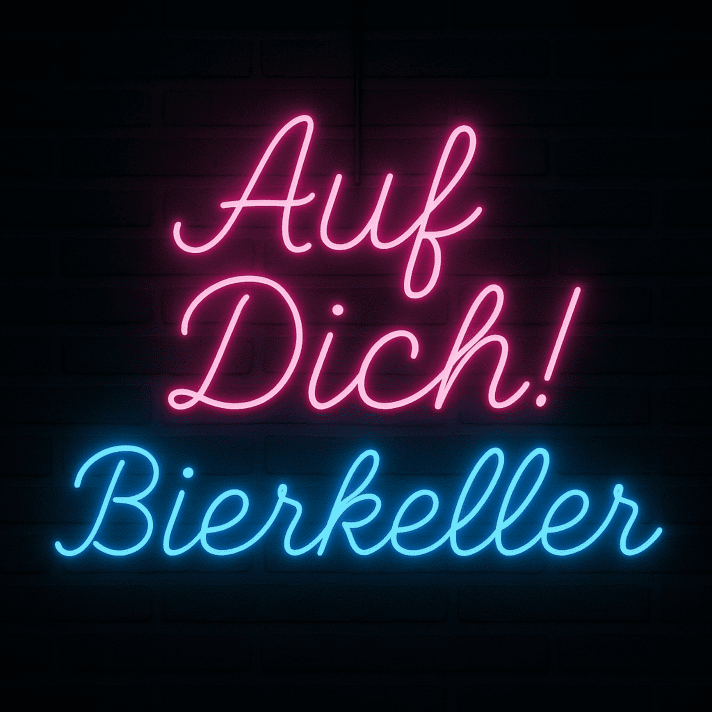 Auf Dich! Bierkeller LED-Neonschild für Bar und Bierkeller