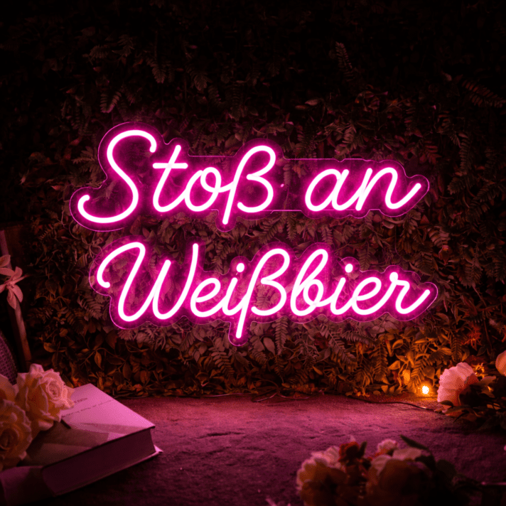 Stoß an Weißbier Neon Schild für Bar und Kneipe