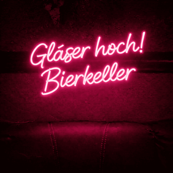 Gläser hoch! Bierkeller LED-Neonschild für Bar Kneipe