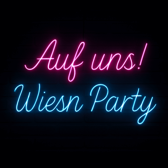 Auf uns! Wiesn Party LED-Neonschild für Party Oktoberfest